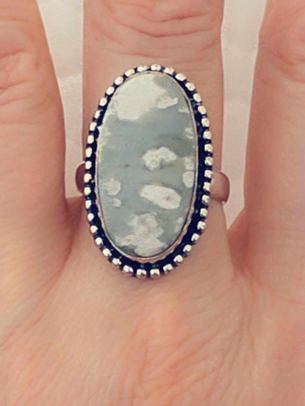Adjustable Gemstone Statement Ring Overlay Sterling Silver Plated
